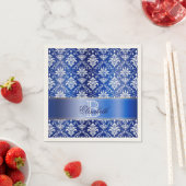 Monogramm Blau-Weiße Damaske Serviette (Beispiel)