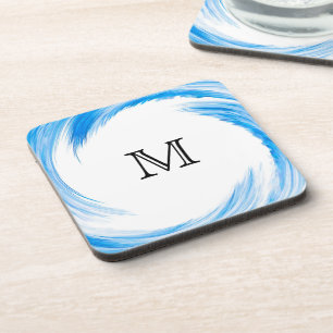 Monogramm Blau Wirbel Abstrakt Kunst Getränkeuntersetzer