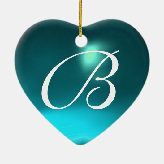 MONOGRAMM BlauAquamarine der STORCH-BABY-DUSCHEN-2 Keramikornament (Hinten)