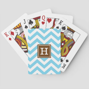 Monogramm Blaue Chevron Spielkarten