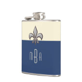 Monogramm-blaue Imitat-MetallLilie Flachmann (Links)