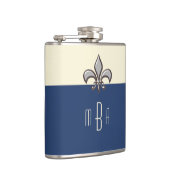 Monogramm-blaue Imitat-MetallLilie Flachmann (Rechts)