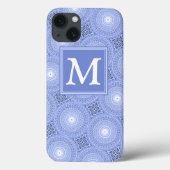 Monogramm blaue Kreise Muster Case-Mate iPhone cas Case-Mate iPhone Hülle (Rückseite)