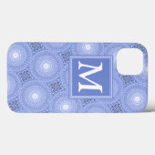 Monogramm blaue Kreise Muster Case-Mate iPhone cas Hülle (Rückseite (Horizontal))