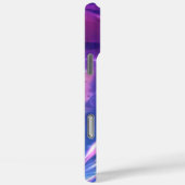 Monogramm blaue opaleszente lila Streifen irisiere Case-Mate iPhone Hülle (Rückseite / Rechts)