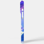 Monogramm blaue opaleszente lila Streifen irisiere Case-Mate iPhone Hülle (Rückseite / Links)