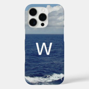 Monogramm Blaue Ozean Fluffige Wolken iPhone 16 Pro Hülle