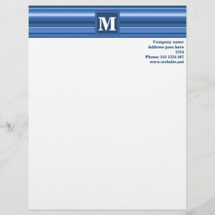Monogramm blaue Streifen Briefbogen