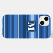 Monogramm blaue Streifen Case-Mate iPhone Hülle (Rückseite (Horizontal))