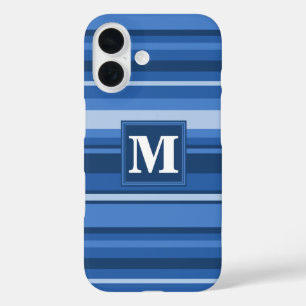 Monogramm blaue Streifen iPhone 16 Hülle