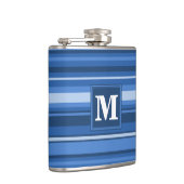 Monogramm blaue Streifen Flachmann (Rechts)