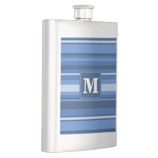 Monogramm blaue Streifen Flachmann (Rechts)