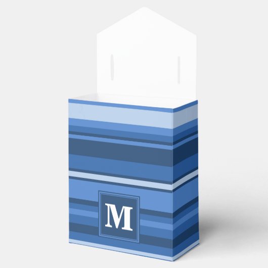 Monogramm blaue Streifen Geschenkschachtel (Geöffnet)