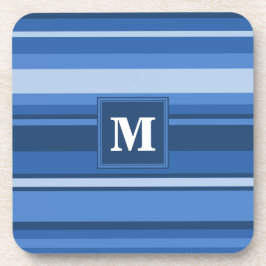 Monogramm blaue Streifen Getränkeuntersetzer