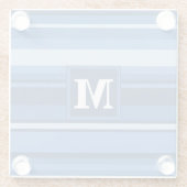 Monogramm blaue Streifen Glasuntersetzer (Rückseite)