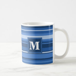 Monogramm blaue Streifen Kaffeetasse