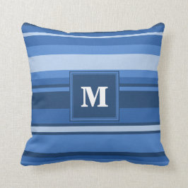 Monogramm blaue Streifen Kissen