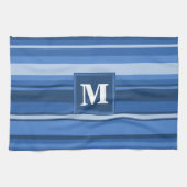 Monogramm blaue Streifen Küchentuch (Horizontal)