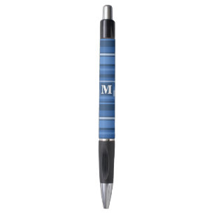 Monogramm blaue Streifen Kugelschreiber