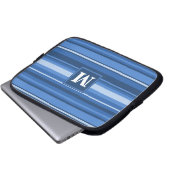 Monogramm blaue Streifen Laptopschutzhülle (Vorne Knopf)