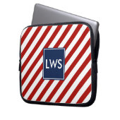 Monogramm blaue Streifen Laptopschutzhülle (Vorderseite Links)