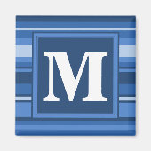 Monogramm blaue Streifen Magnet (Vorne)