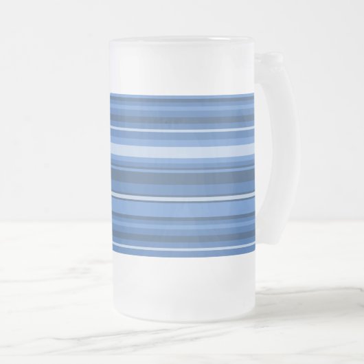 Monogramm blaue Streifen Mattglas Bierglas (VorderseiteRechts)