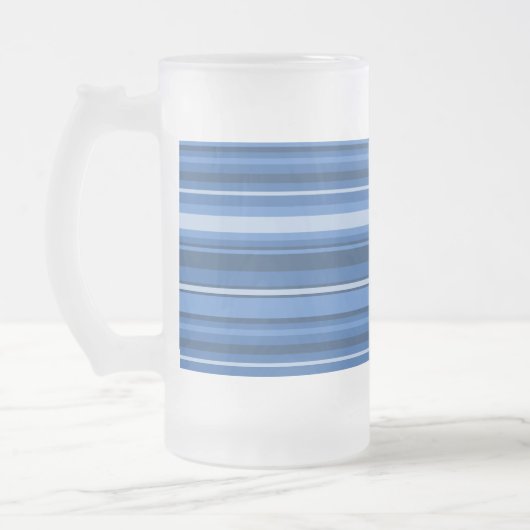 Monogramm blaue Streifen Mattglas Bierglas (Links)