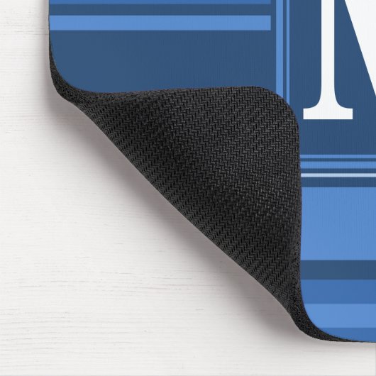 Monogramm blaue Streifen Mousepad (Ecke)