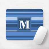 Monogramm blaue Streifen Mousepad (Mit Mouse)