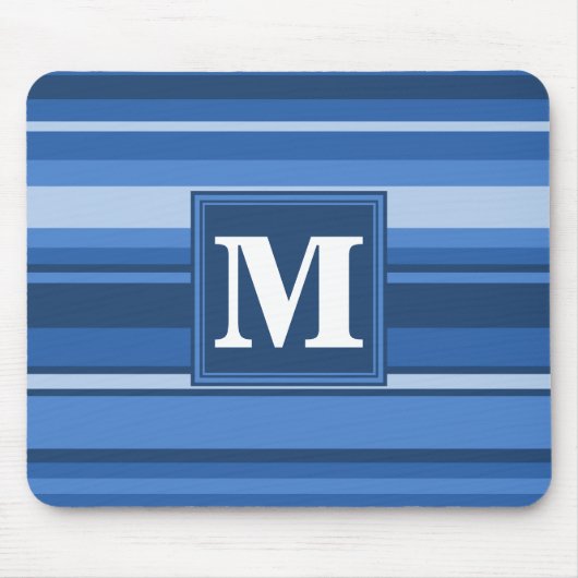 Monogramm blaue Streifen Mousepad (Vorne)