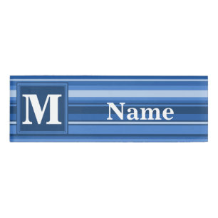 Monogramm blaue Streifen Namenschild