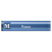 Monogramm blaue Streifen Namensplakette (Vorderseite)