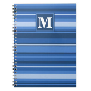 Monogramm blaue Streifen Notizblock