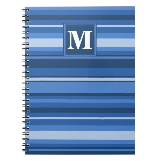 Monogramm blaue Streifen Notizblock (Vorderseite)