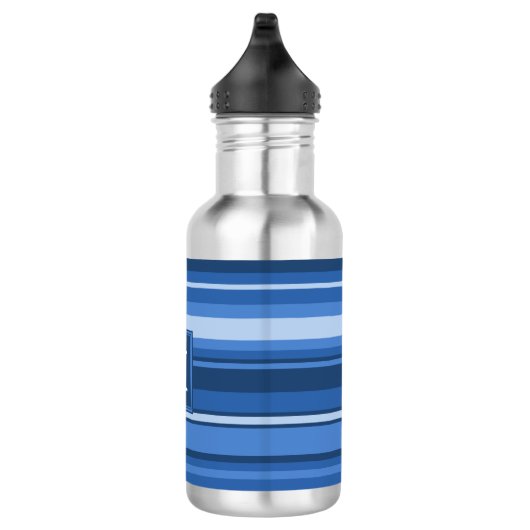 Monogramm blaue Streifen Trinkflasche (Rechts)