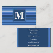 Monogramm blaue Streifen Visitenkarte (Vorne/Hinten)