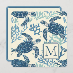 Monogramm Blaue und Cremeschildkröten
