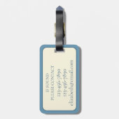 Monogramm Blaue und Cremeschildkröten Gepäckanhänger (Rückseite vertikal)