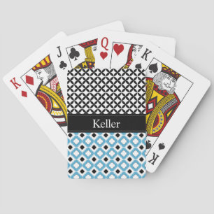 Monogramm Blaue und Schwarze Spielkarten