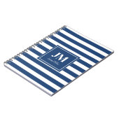 Monogramm blaue und weiße Streifen Notizblock (Linke Seite)