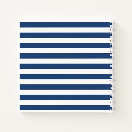 Monogramm blaue und weiße Streifen Notizblock (Rückseite)