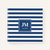 Monogramm blaue und weiße Streifen Notizblock (Vorderseite)