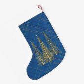 Monogramm-blauer karierter kleiner weihnachtsstrumpf (Rückseite (Hängend))