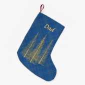 Monogramm-blauer karierter kleiner weihnachtsstrumpf (Vorderansicht (hängend))