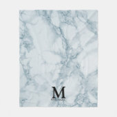 Monogramm Blauer Marmor Fleecedecke (Vorderseite)
