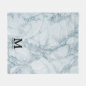 Monogramm Blauer Marmor Fleecedecke (Vorderseite (Horizontal))