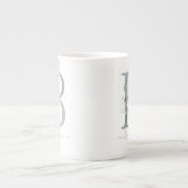 Monogramm Blauer Rosa Farbstoff Blumenzange Letter Porzellantasse (Vorderseite)