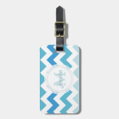 Monogramm-blauer Zickzack Gepäck-Umbau Gepäckanhänger (Vorderseite vertikal)