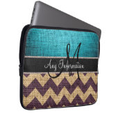 Monogramm-blauer Zickzack Laptopschutzhülle (Vorne Rechts)